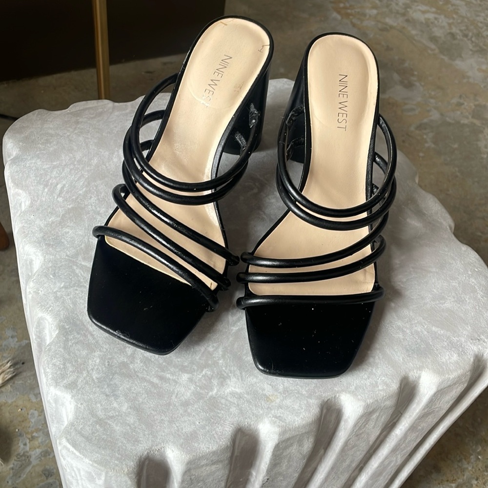 Nine West Square Toe Block Heels